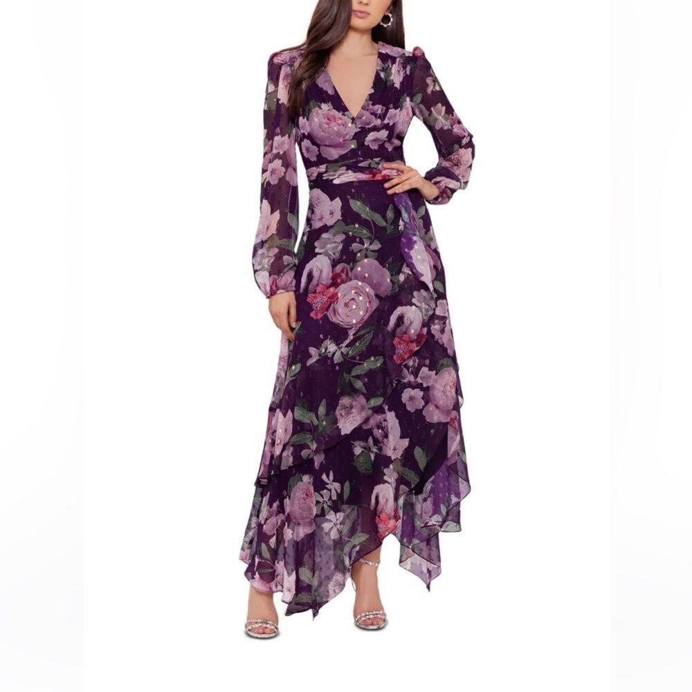 XSCAPE Chiffon Floral Maxi Dress, Size 14, New with Tag MSRP $279